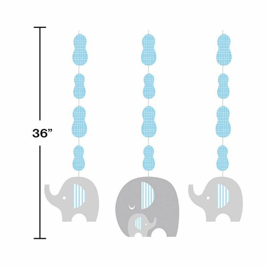 Baby Showers * | Creative Converting Baby Showers Little Peanut Boy Elephant Hanging Cutouts, 3 Ct