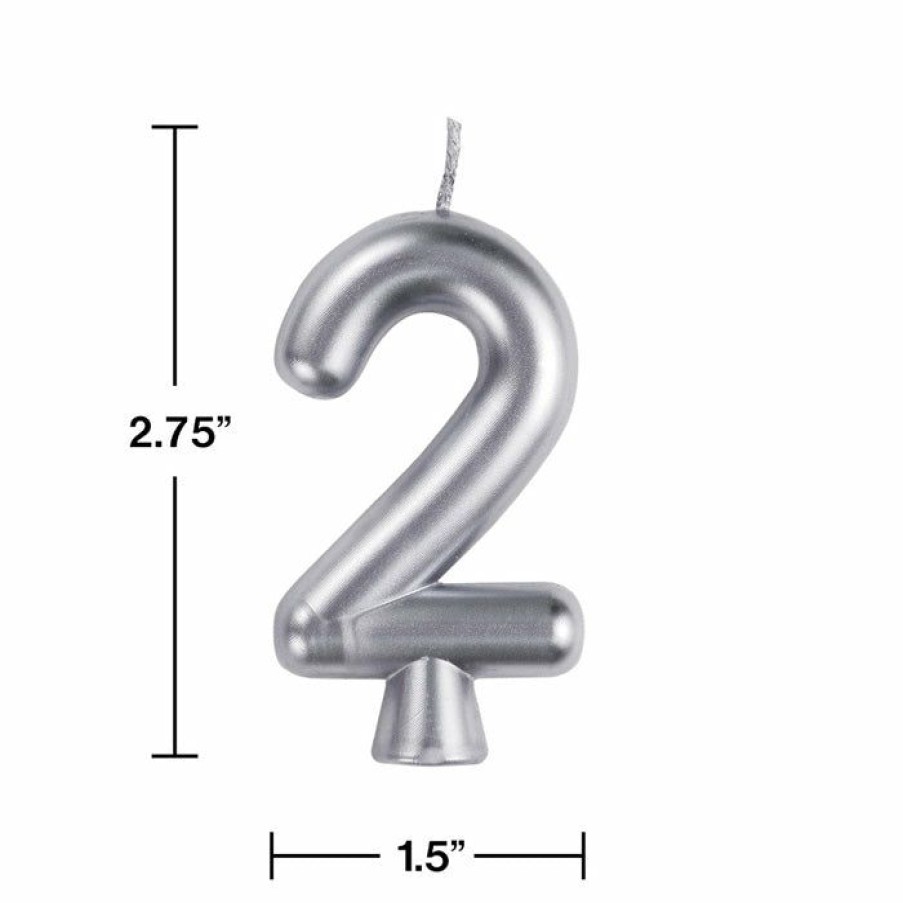 Birthdays * | Creative Converting Silver 2 Candle Birthday Party Candles