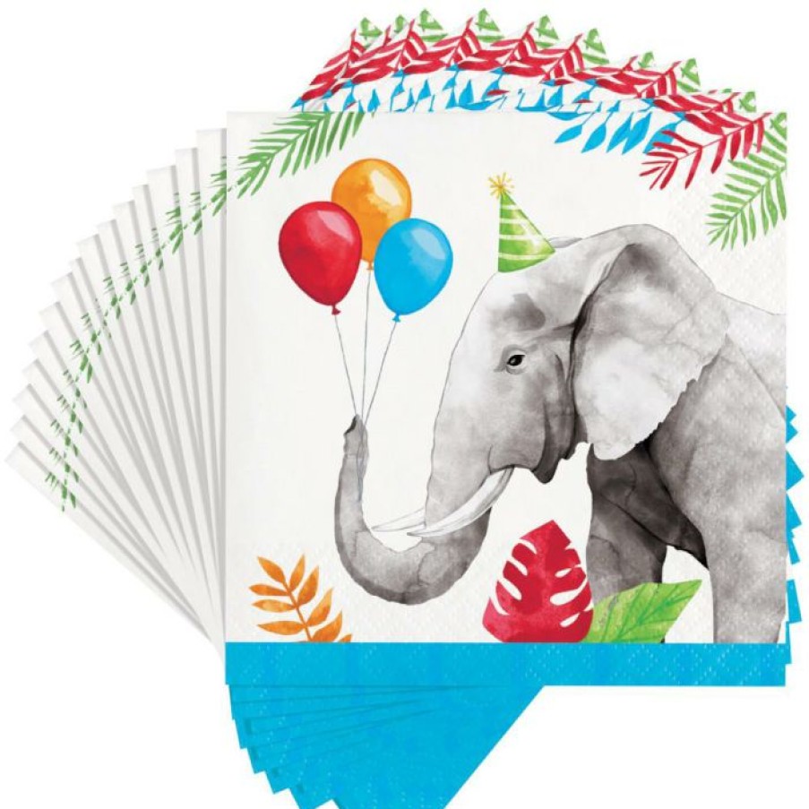 Birthdays * | Creative Converting Kids Birthday Party Themes Party Animals Beverage Napkin 16Ct