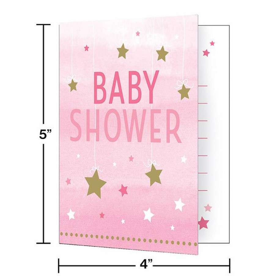 Birthdays * | Creative Converting One Little Star Girl Invitation Foldover (48/Case)