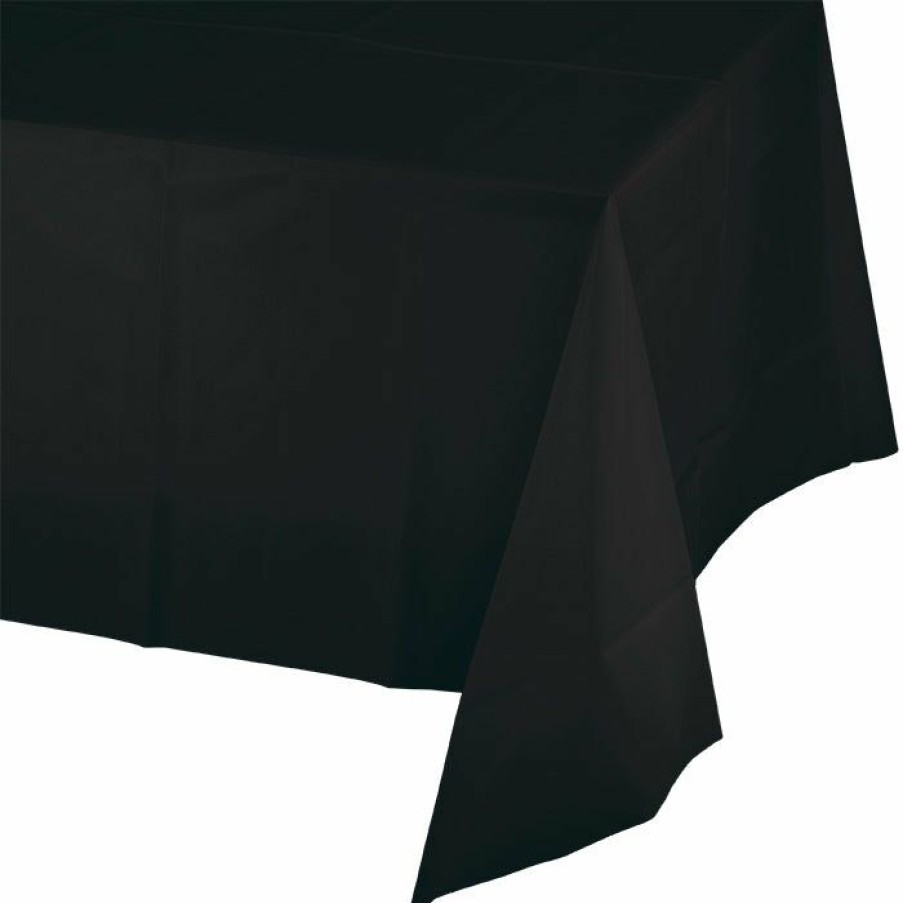 Solid Color Tableware * | Creative Converting Black Velvet Tablecover Plastic 54 X 108 Solid Color Tableware