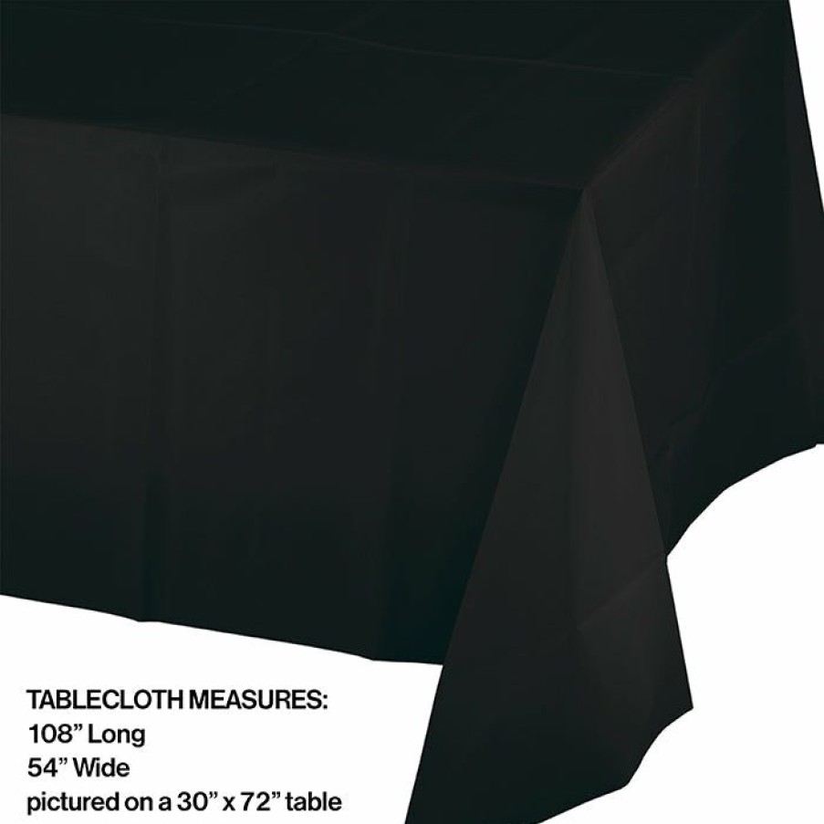 Solid Color Tableware * | Creative Converting Black Velvet Tablecover Plastic 54 X 108 Solid Color Tableware