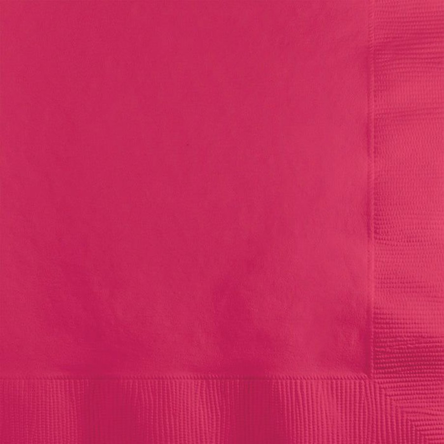 Solid Color Tableware * | Creative Converting Hot Magenta Beverage Napkin, 3 Ply, 50 Ct Solid Color Tableware