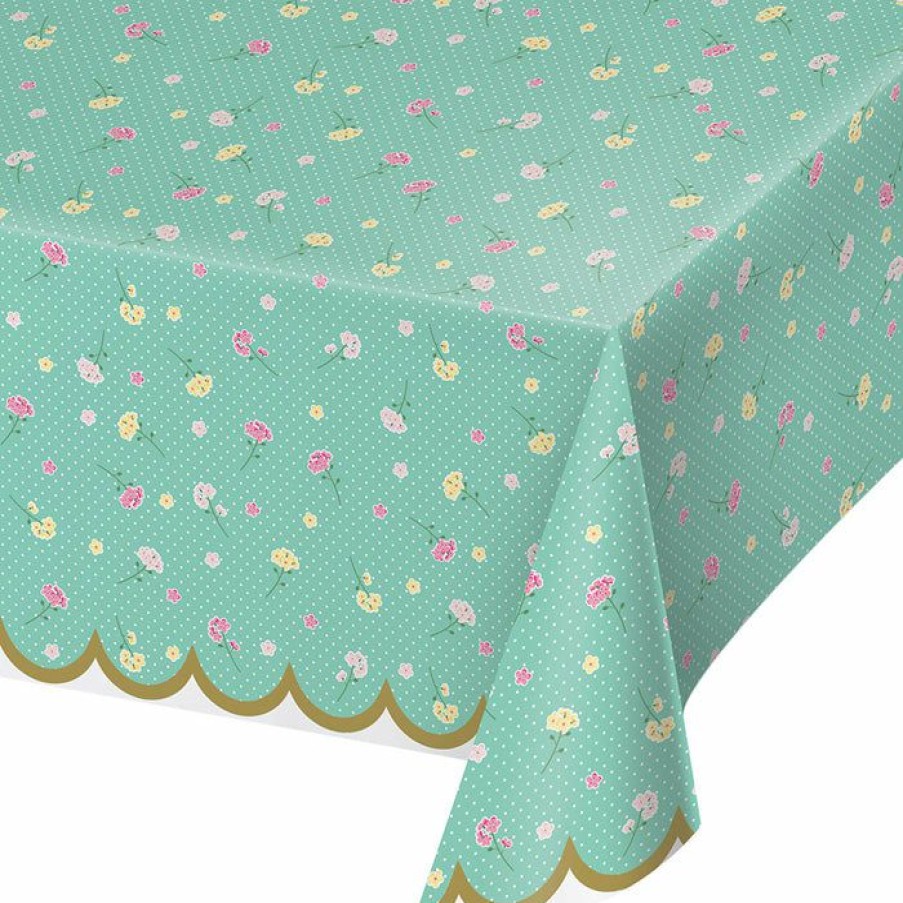 Birthdays * | Creative Converting Floral Tea Party Plastic Tablecover All Over Print, 54 X 102 Kids Birthday Party Themes