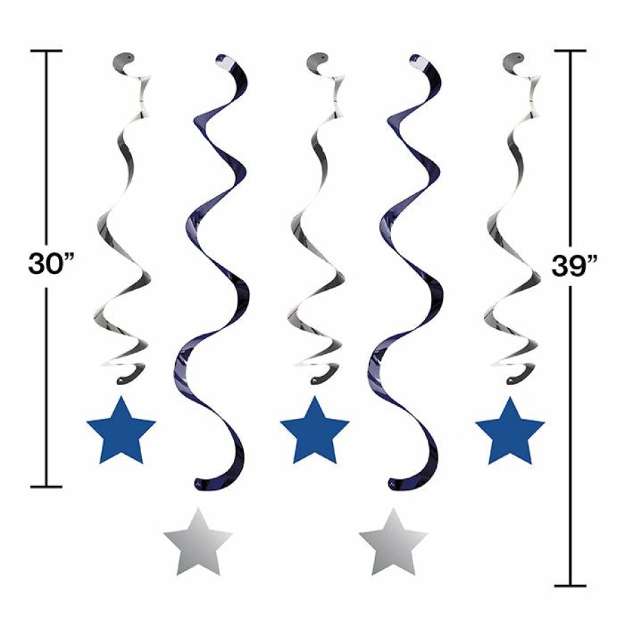 Birthdays * | Creative Converting One Little Star Boy Dizzy Danglers, 5 Ct 1St Birthday Party Themes