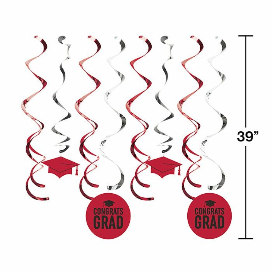 Graduation Party Supplies * | Creative Converting Red Graduation Dizzy Danglers, 8 Ct Graduation Party Supplies