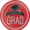 Graduation Party Supplies * | Creative Converting Graduation School Spirit Red Paper Plates, 18 Ct Graduation Party Supplies