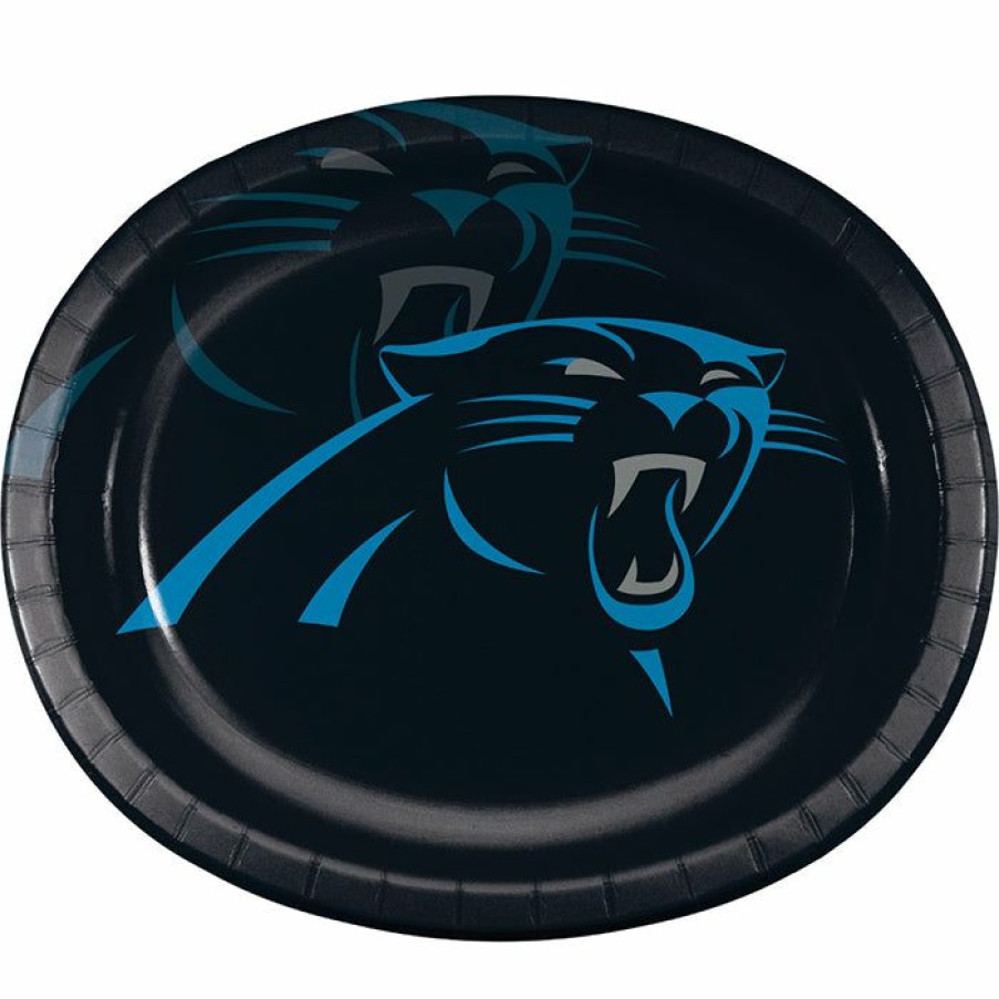 Sports * | Creative Converting Carolina Panthers Oval Platter 10 X 12 , 8 Ct Nfl And Football Party Supplies