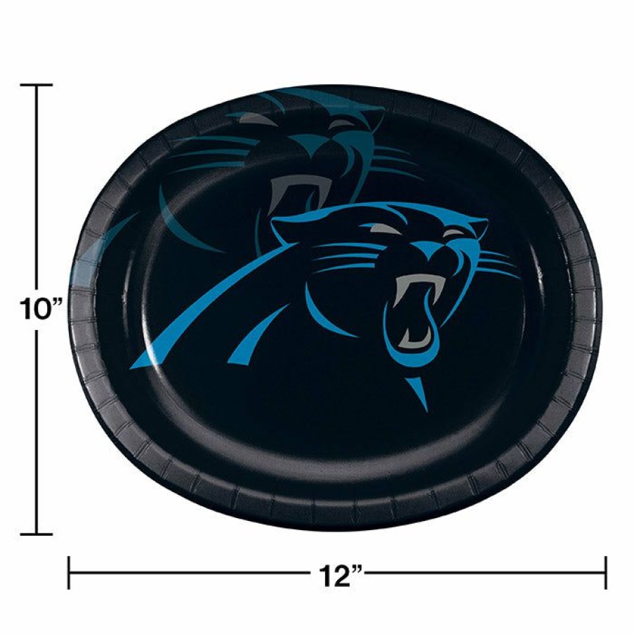 Sports * | Creative Converting Carolina Panthers Oval Platter 10 X 12 , 8 Ct Nfl And Football Party Supplies