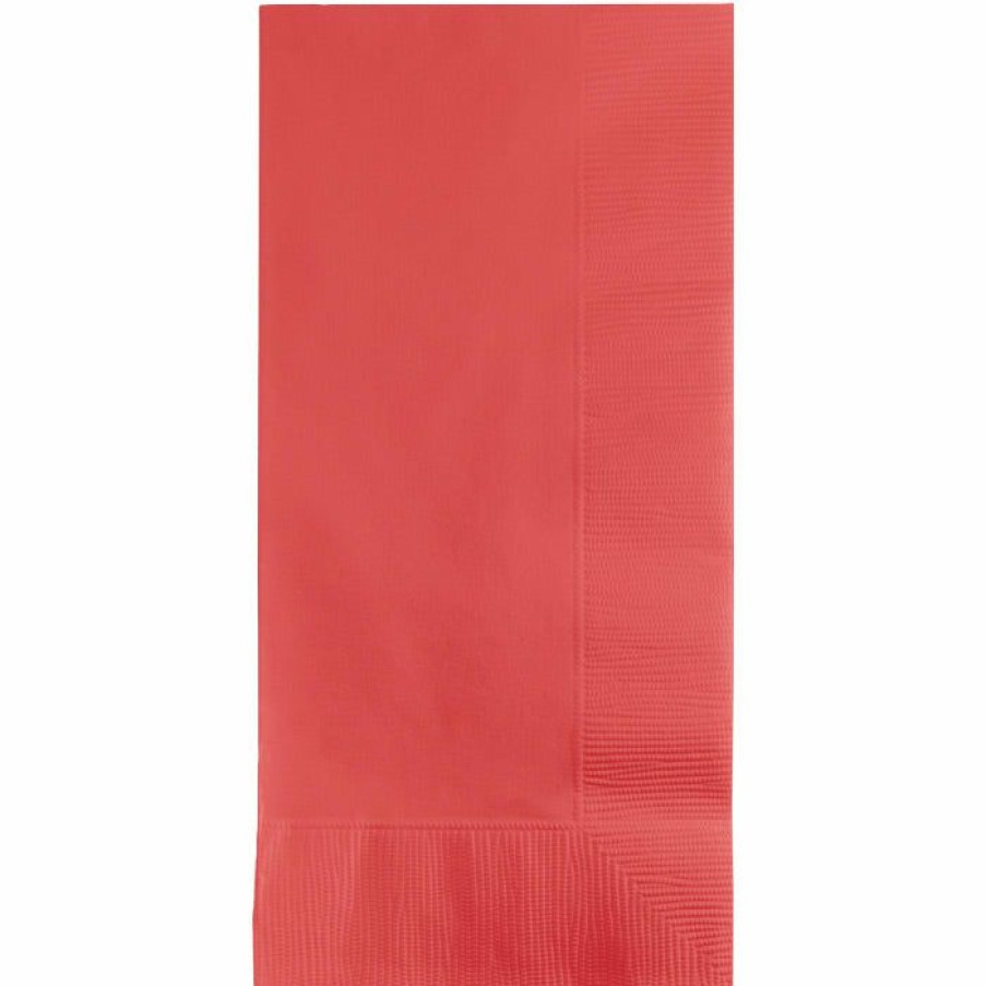 Solid Color Tableware * | Creative Converting Coral Dinner Napkins 2Ply 1/8Fld, 50 Ct