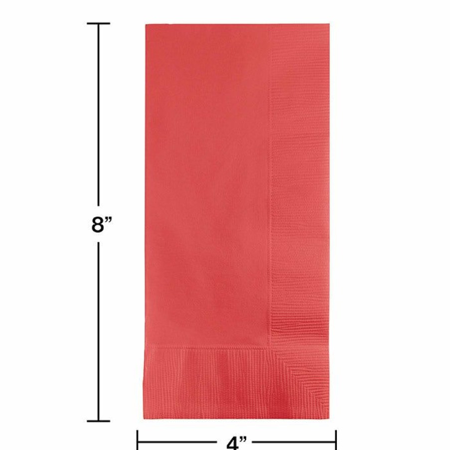 Solid Color Tableware * | Creative Converting Coral Dinner Napkins 2Ply 1/8Fld, 50 Ct