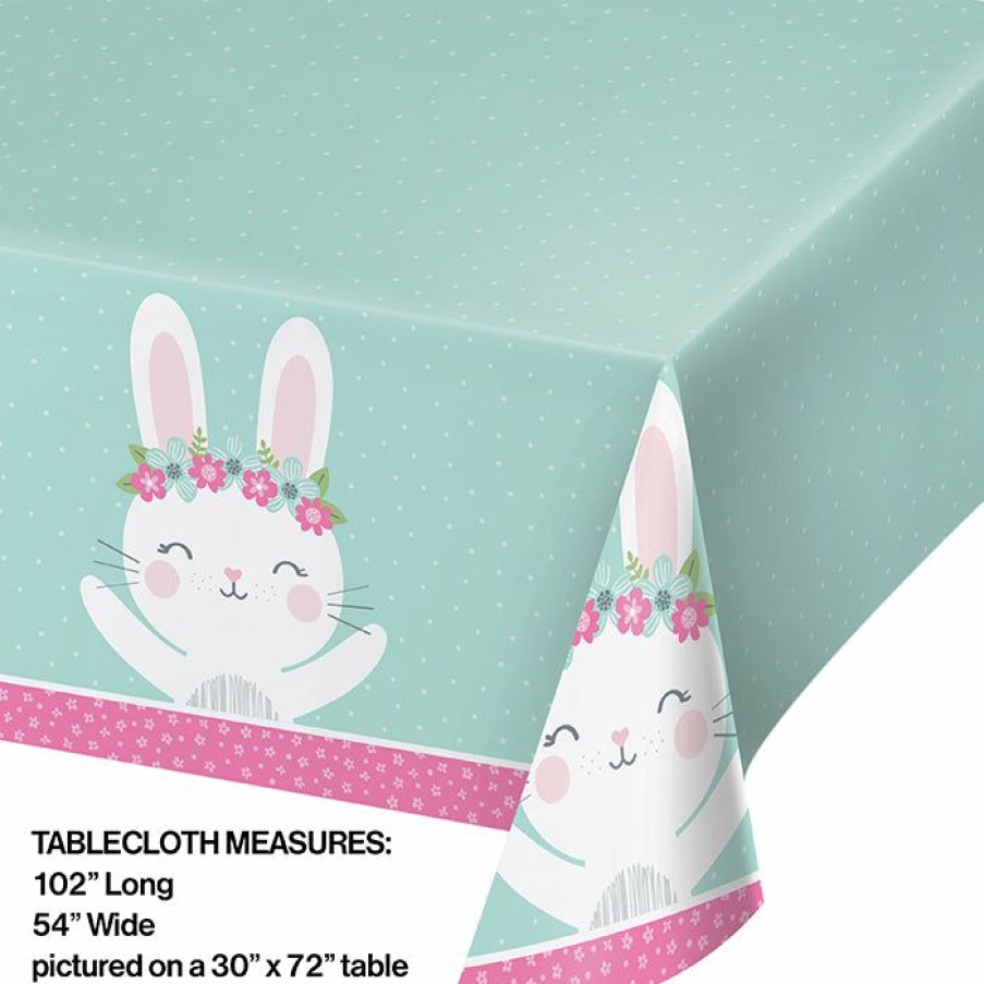 Birthdays * | Creative Converting Birthday Bunny Plastic Tablecover All Over Print, 54 X 102 1St Birthday Party Themes