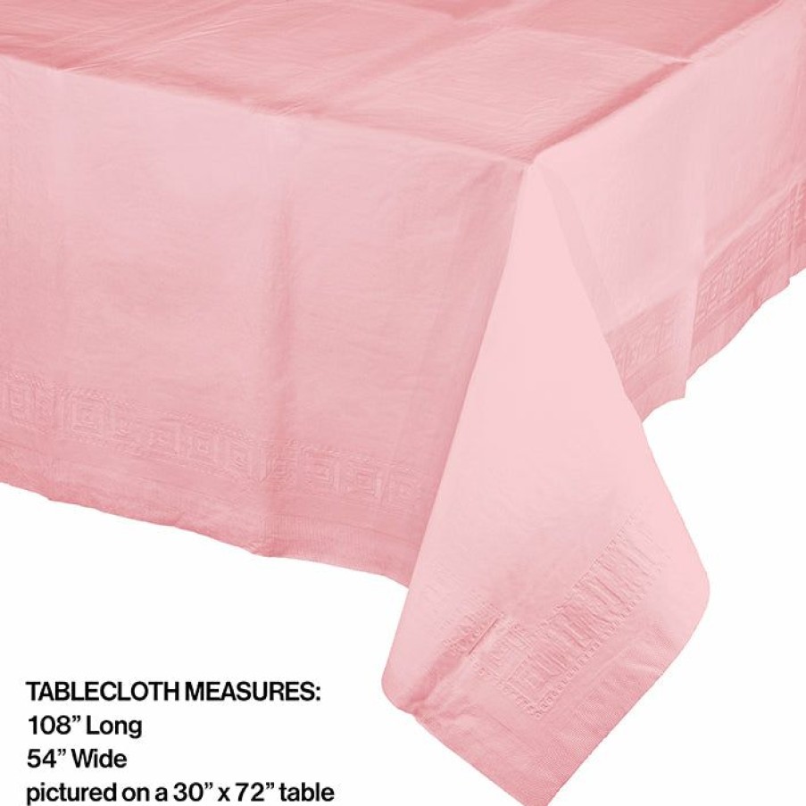 Solid Color Tableware * | Creative Converting Classic Pink Tablecover 54 X 108 Polylined Tissue Solid Color Tableware