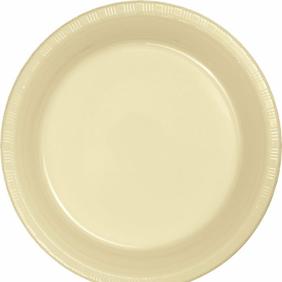 Solid Color Tableware * | Creative Converting Ivory Plastic Banquet Plates, 20 Ct