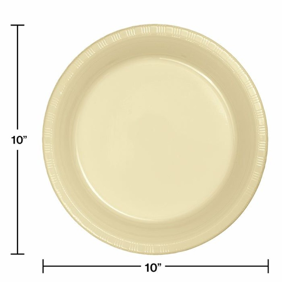 Solid Color Tableware * | Creative Converting Ivory Plastic Banquet Plates, 20 Ct