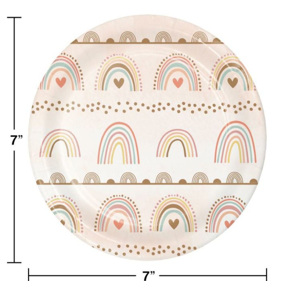 Birthdays * | Creative Converting Boho Rainbow Dessert Plate 8Ct