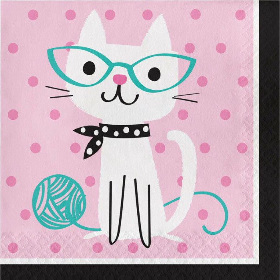 Birthdays * | Creative Converting Kids Birthday Party Themes Cat Party Napkins, 16 Ct