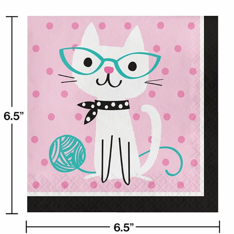 Birthdays * | Creative Converting Kids Birthday Party Themes Cat Party Napkins, 16 Ct