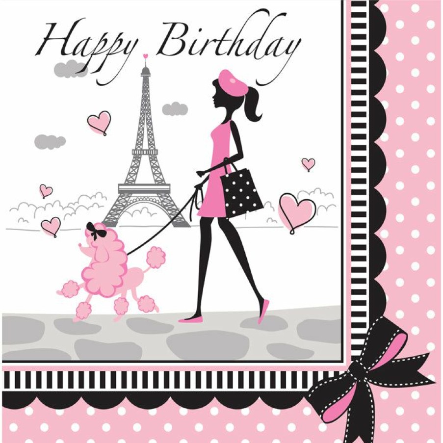 Birthdays * | Creative Converting Party In Paris Birthday Napkins, 18 Ct Kids Birthday Party Themes