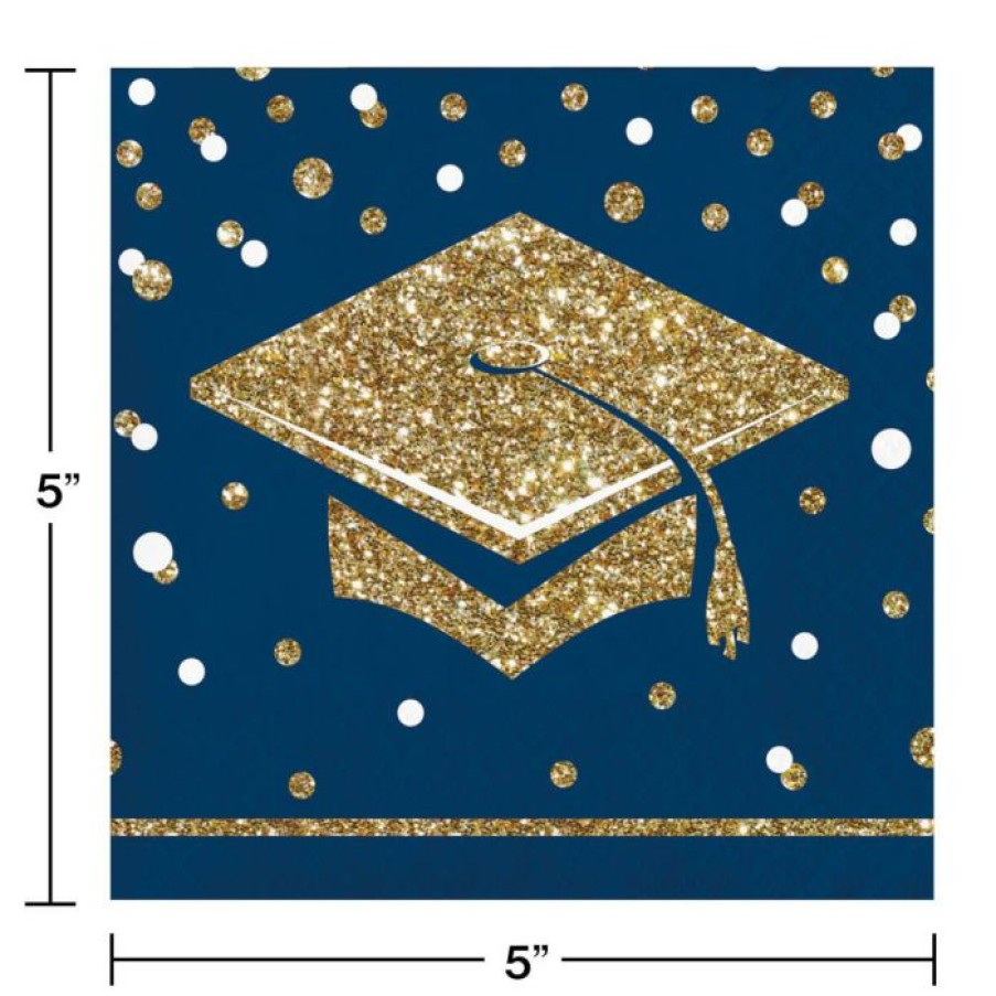 Graduation Party Supplies * | Creative Converting Glittering Grad Beverage Napkin, Mid Count 36Ct