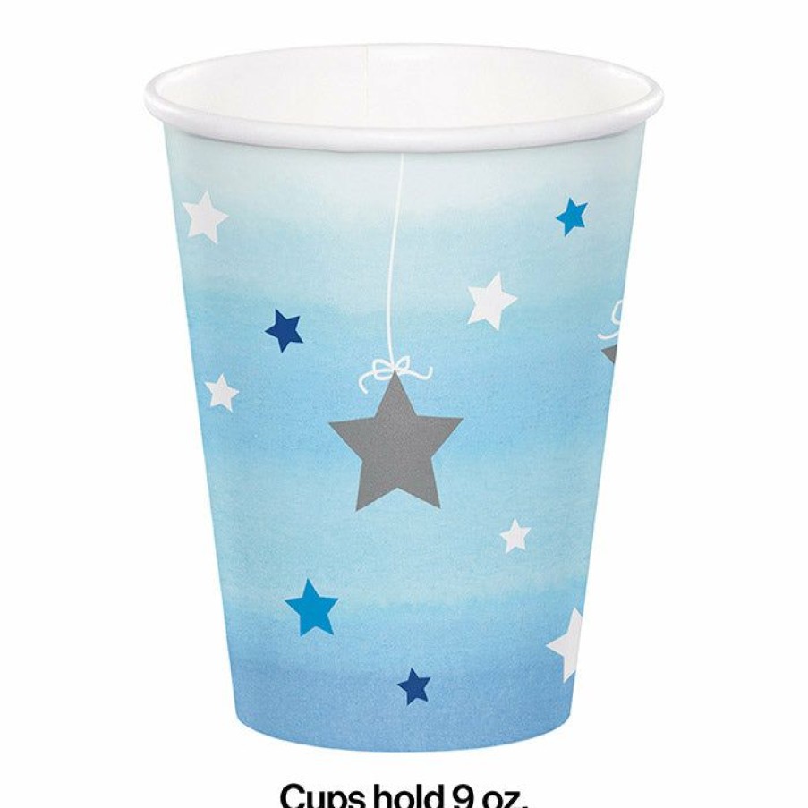 Birthdays * | Creative Converting One Little Star Boy Hot/Cold Paper Paper Cups 9 Oz., 8 Ct