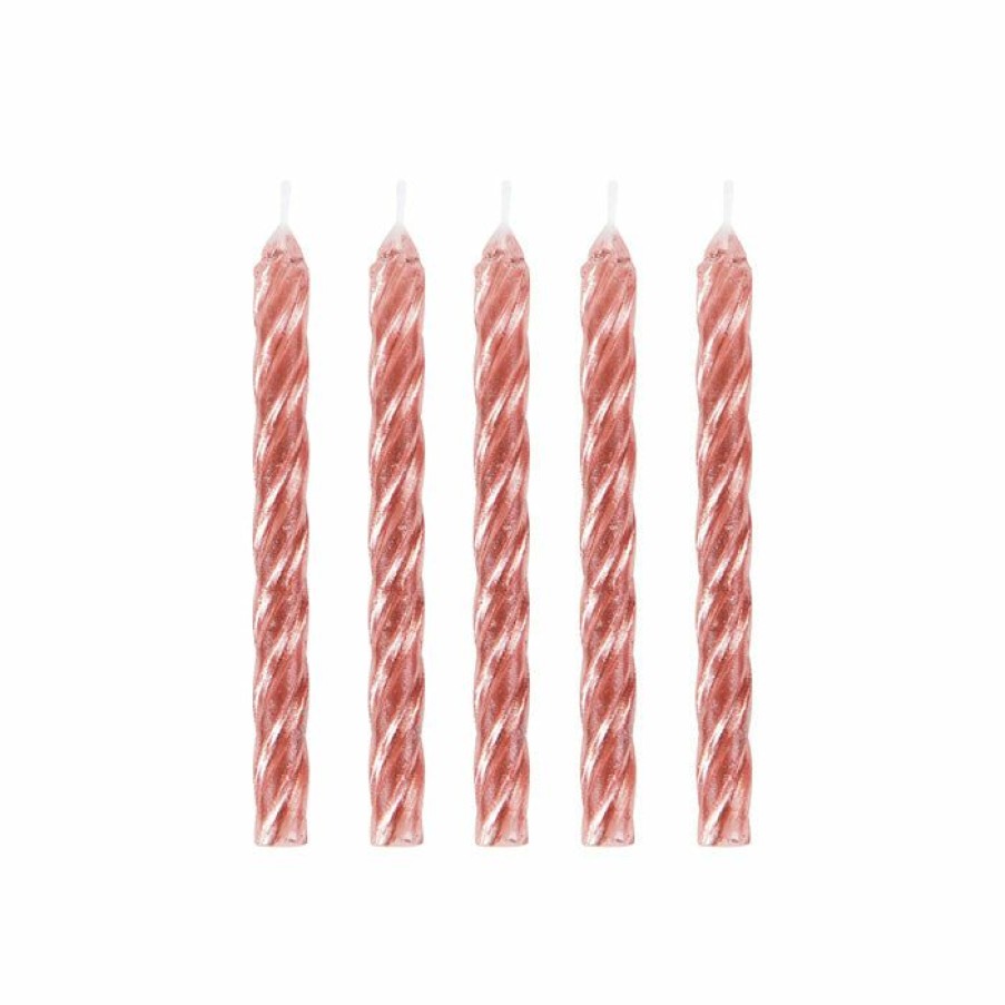 Birthdays * | Creative Converting Rose Gold Spiral Candle 24Ct Birthday Party Candles