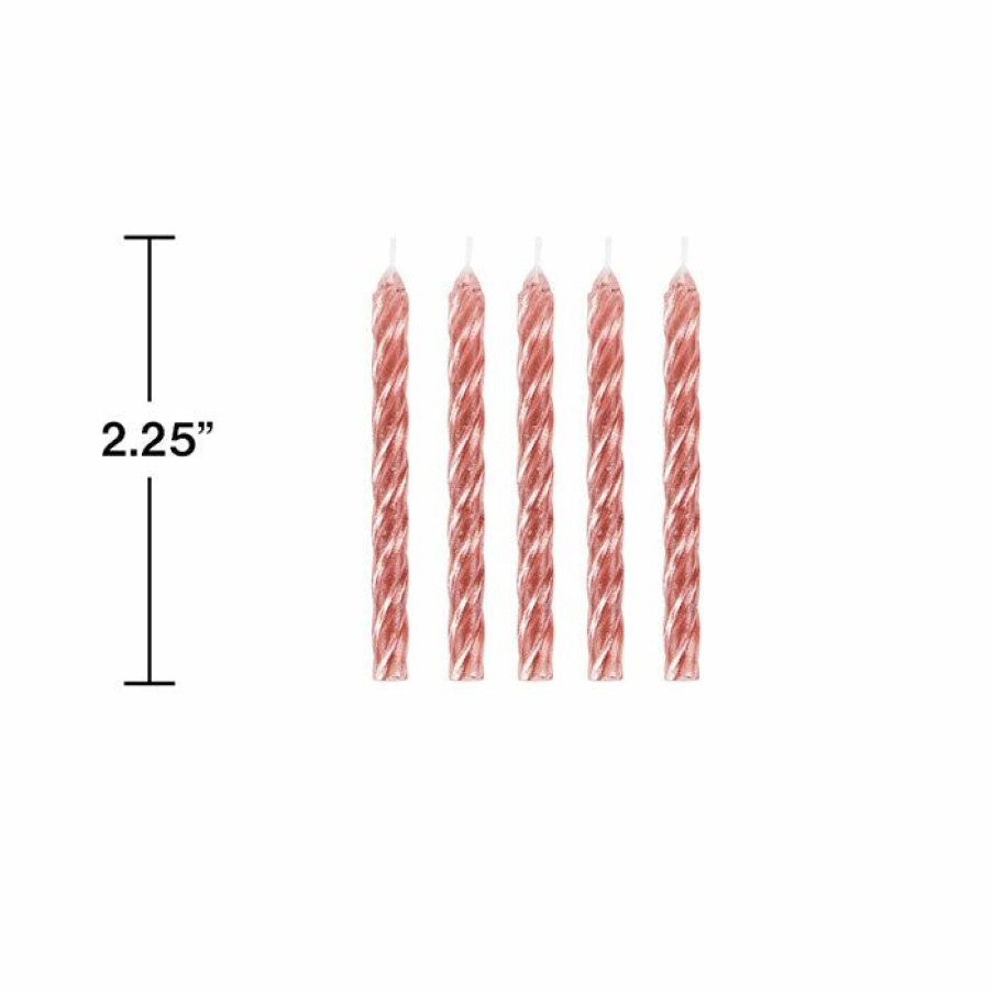 Birthdays * | Creative Converting Rose Gold Spiral Candle 24Ct Birthday Party Candles