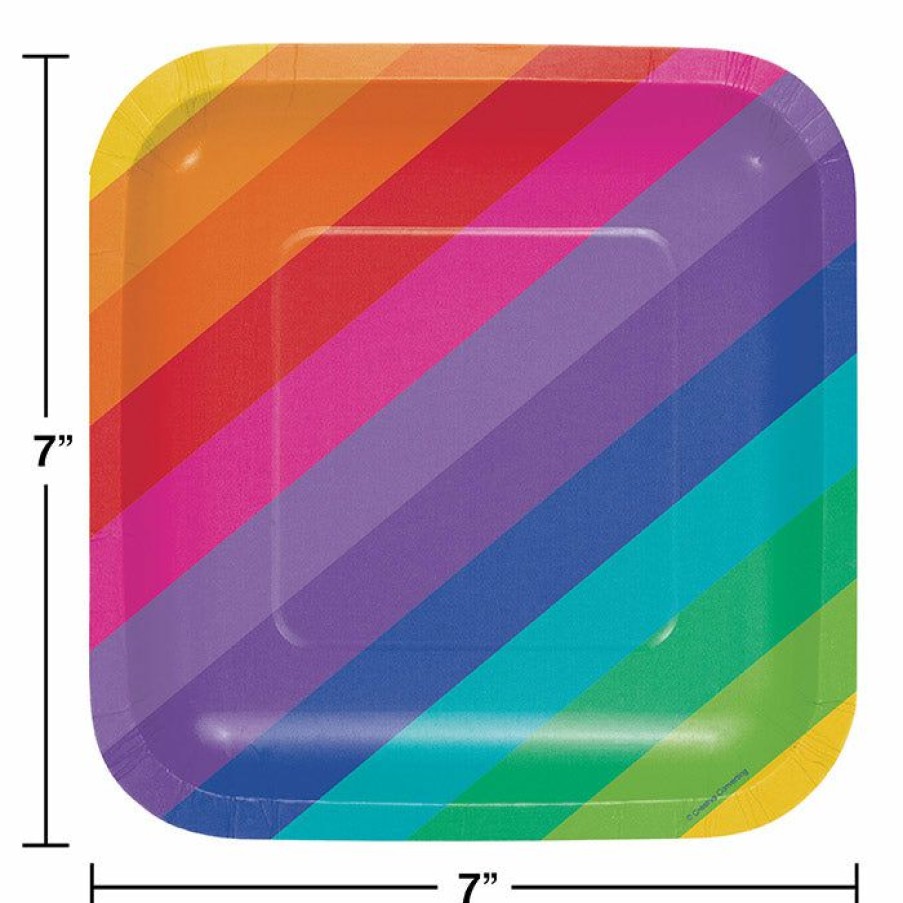 Birthdays * | Creative Converting Rainbow Dessert Plates, 8 Ct Kids Birthday Party Themes