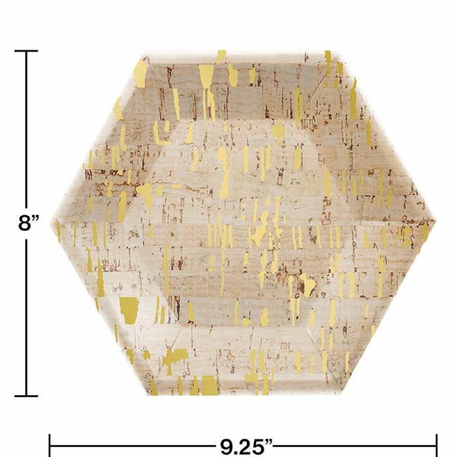 Themed Tableware * | Creative Converting Dessert Plate, 8 Hexagon, Cork, 8 Ct Themed Tableware