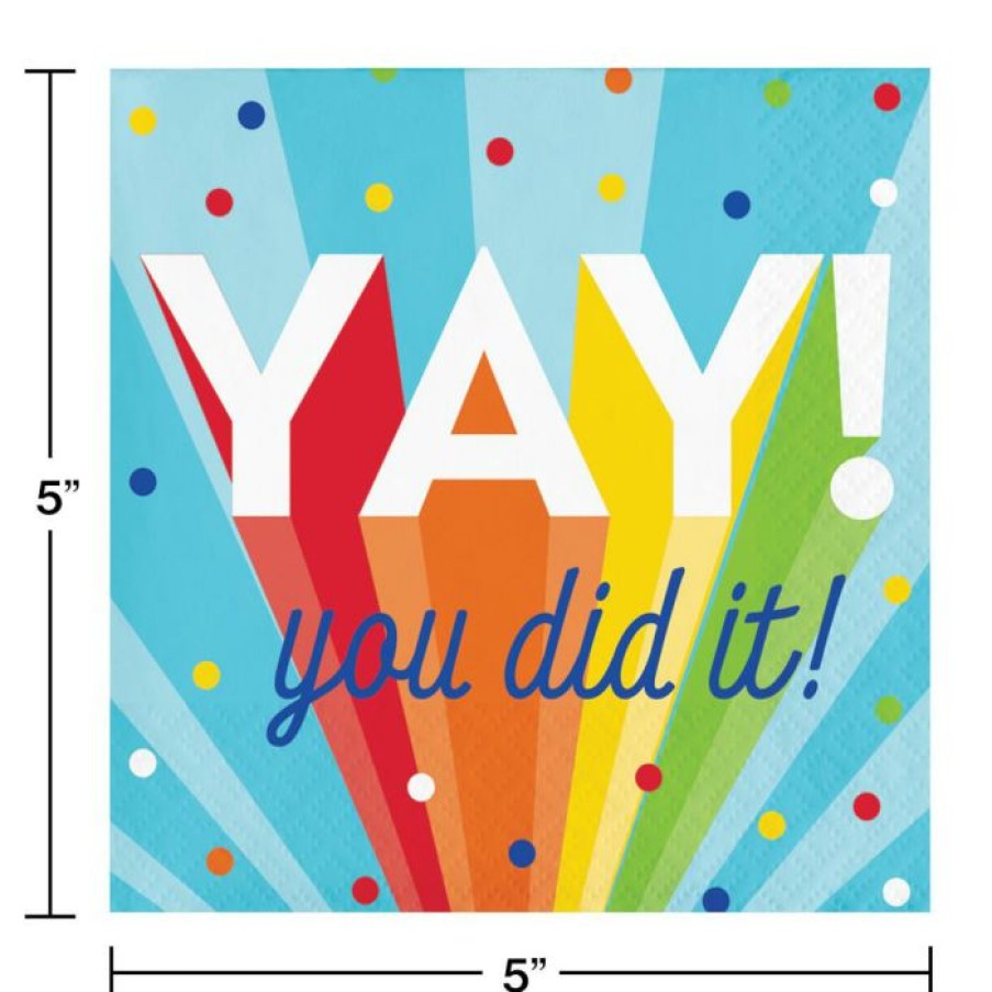 Graduation Party Supplies * | Creative Converting Rainbow Grad Beverage Napkin (16/Pkg) Graduation Party Supplies