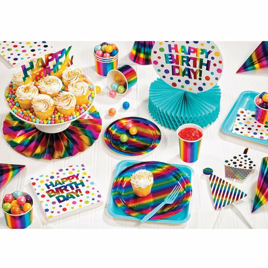 Birthdays * | Creative Converting Kids Birthday Party Themes Rainbow Foil Party Hats, 8 Ct