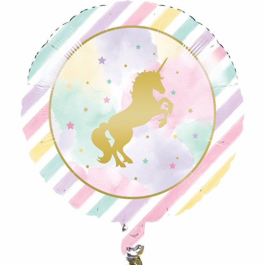 Birthdays * | Creative Converting Unicorn Sparkle Metallic Balloon 18 Kids Birthday Party Themes