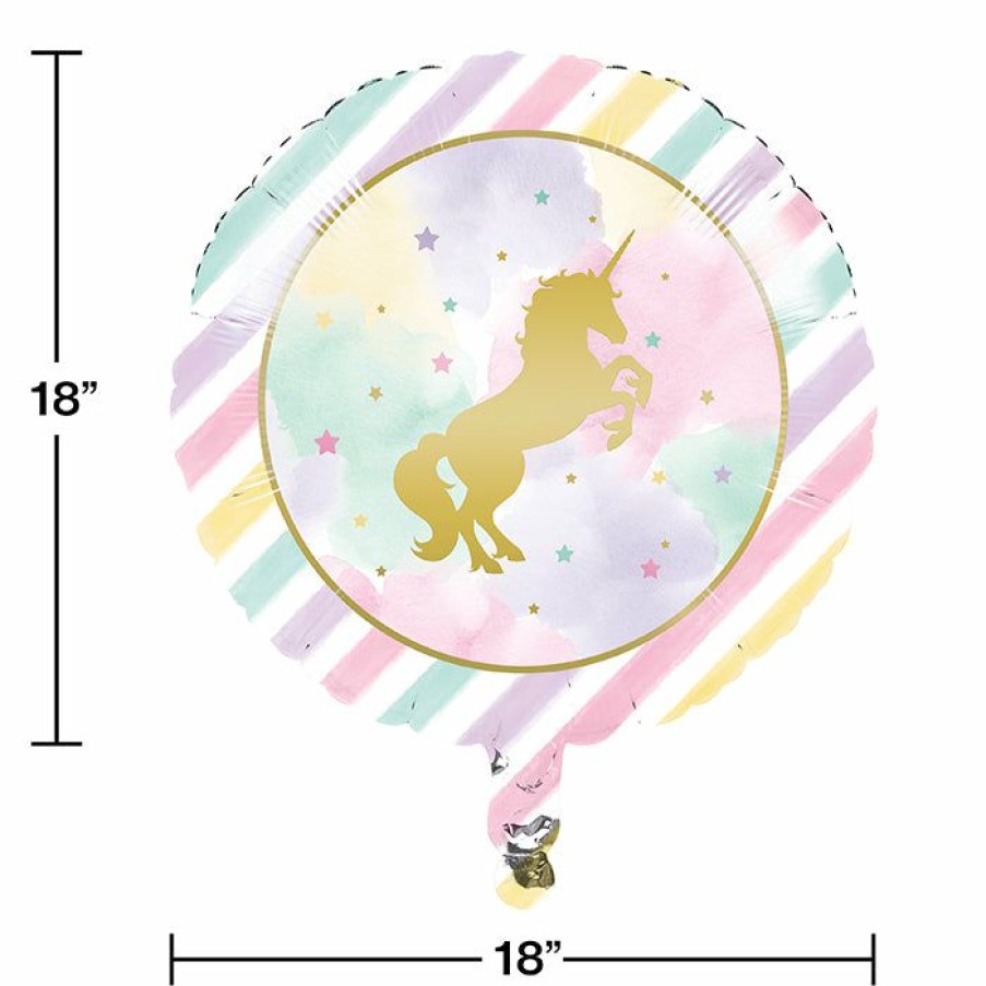 Birthdays * | Creative Converting Unicorn Sparkle Metallic Balloon 18 Kids Birthday Party Themes