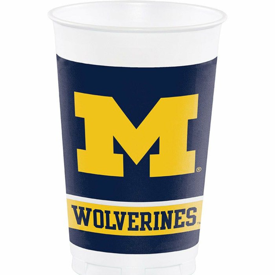 Sports * | Creative Converting University Of Michigan 20 Oz Plastic Cups, 8 Ct Ncaa College Themed Party Decorations