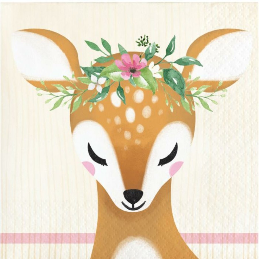 Birthdays * | Creative Converting Kids Birthday Party Themes Deer Little One Beverage Napkin (16/Pkg)