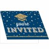 Graduation Party Supplies * | Creative Converting Glittering Grad Invitation, Foldover 8Ct Graduation Party Supplies