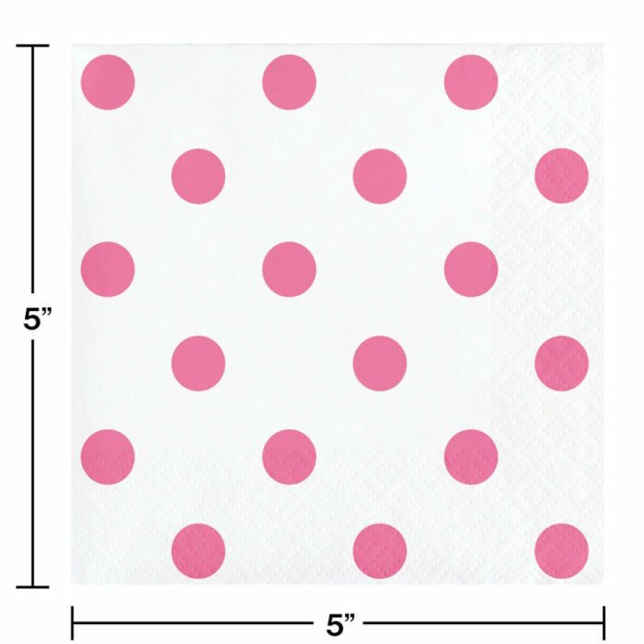 Themed Tableware * | Creative Converting Themed Tableware Dots & Stripes Candy Pink Beverage Napkins, 16 Ct