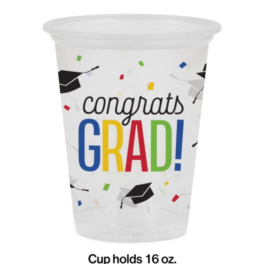 Graduation Party Supplies * | Creative Converting Graduation Party Supplies 16Oz Plastic Cup, Clear Congrats Grad (8/Pkg)