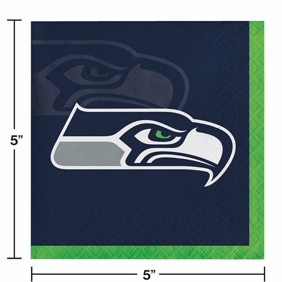 Sports * | Creative Converting Nfl And Football Party Supplies Seattle Seahawks Beverage Napkins, 16 Ct