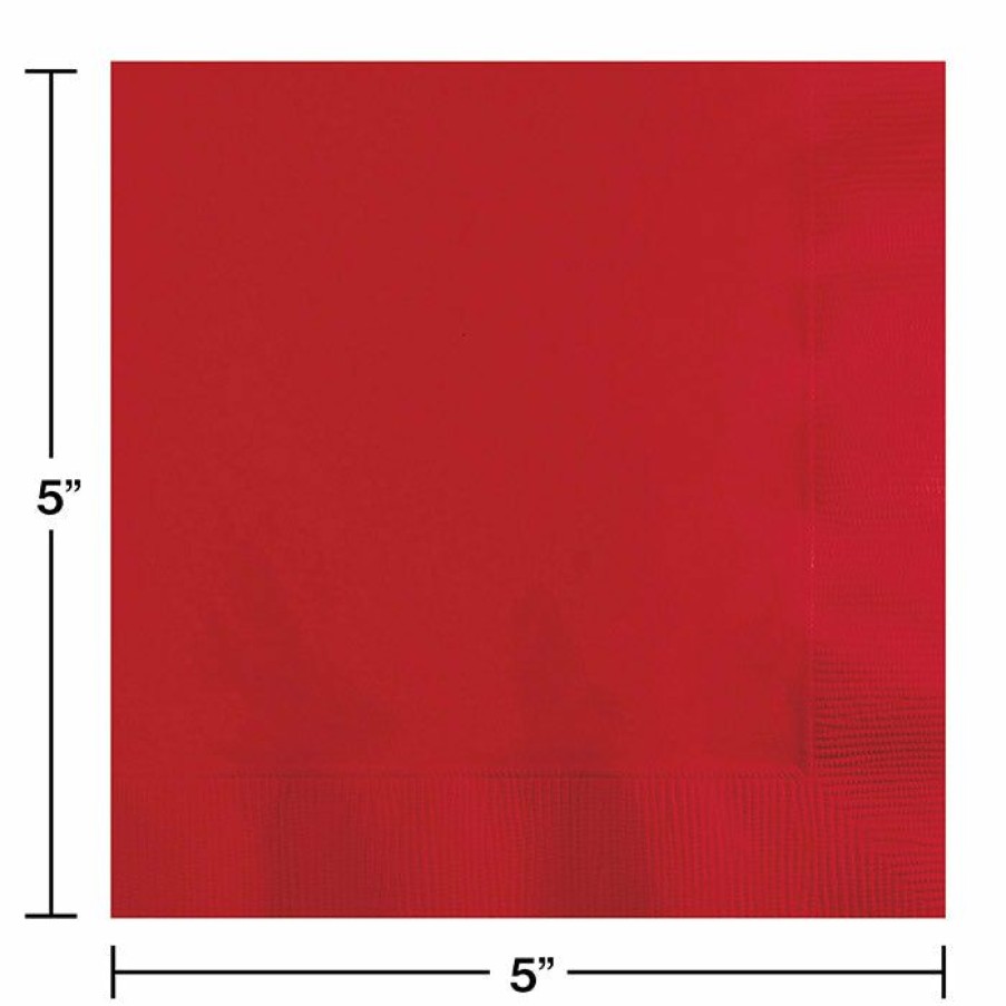 Solid Color Tableware * | Creative Converting Classic Red Beverage Napkin, 3 Ply, 50 Ct Solid Color Tableware