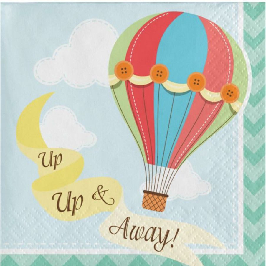 Baby Showers * | Creative Converting Baby Showers Up, Up, & Away Beverage Napkins (192/Case)