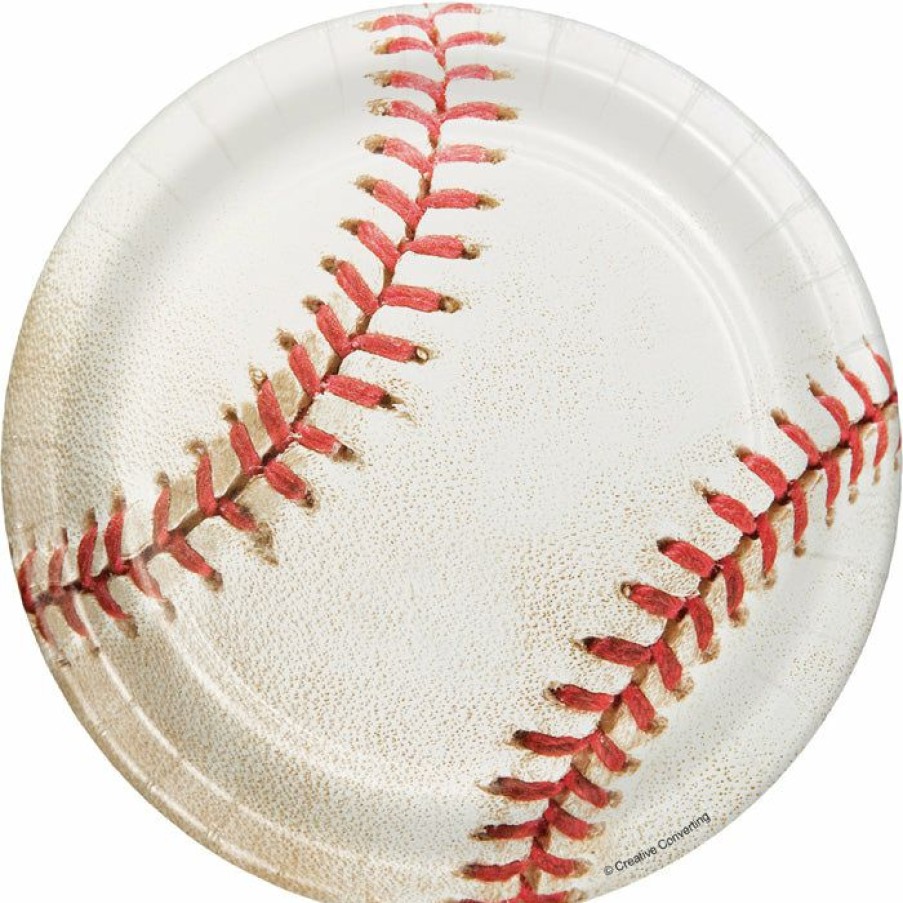 Sports * | Creative Converting Baseball Dessert Plates, 8 Ct Baseball Party Decorations