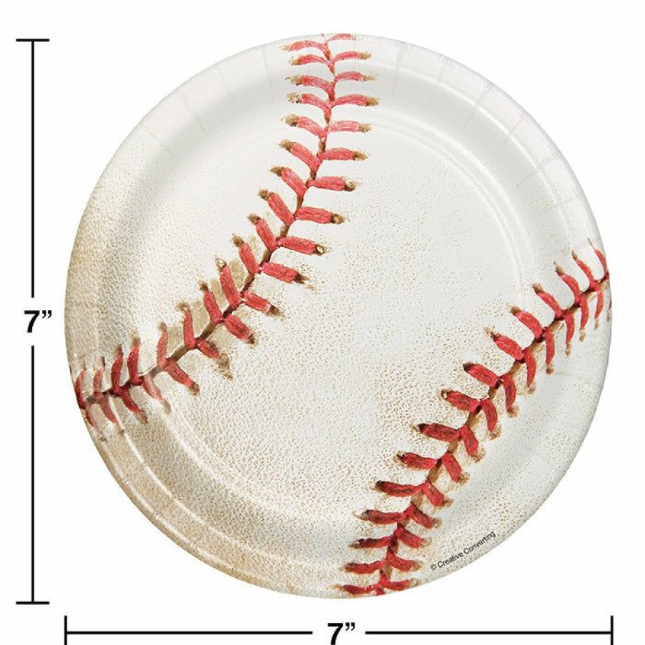 Sports * | Creative Converting Baseball Dessert Plates, 8 Ct Baseball Party Decorations