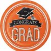 Graduation Party Supplies * | Creative Converting Graduation Party Supplies Graduation School Spirit Orange Dessert Plates, 18 Ct