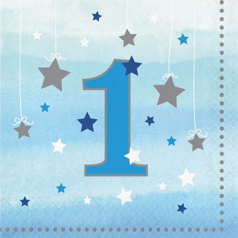 Birthdays * | Creative Converting One Little Star Boy 1St Birthday Napkins, 16 Ct