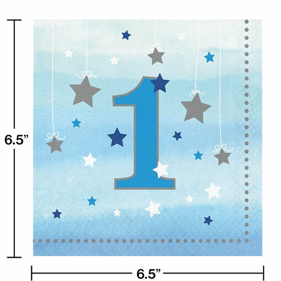 Birthdays * | Creative Converting One Little Star Boy 1St Birthday Napkins, 16 Ct