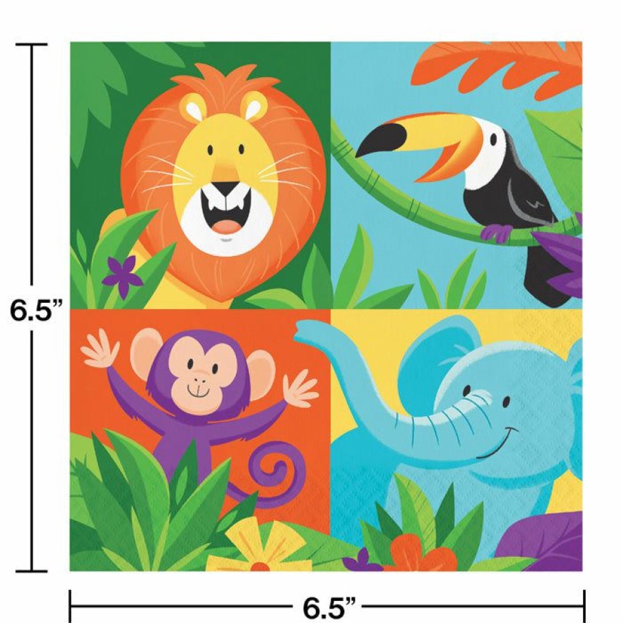 Birthdays * | Creative Converting Kids Birthday Party Themes Jungle Safari Napkins, 16 Ct