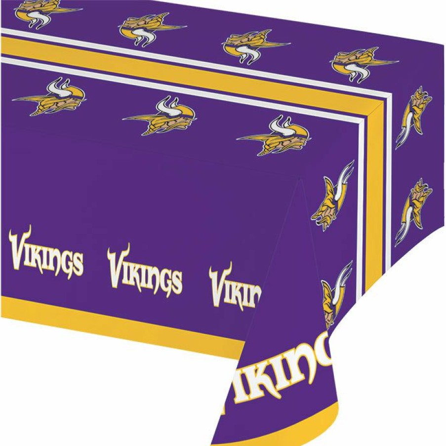 Sports * | Creative Converting Nfl And Football Party Supplies Minnesota Vikings Plastic Table Cover, 54 X 102