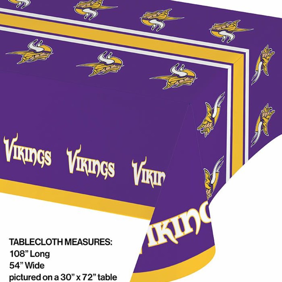 Sports * | Creative Converting Nfl And Football Party Supplies Minnesota Vikings Plastic Table Cover, 54 X 102