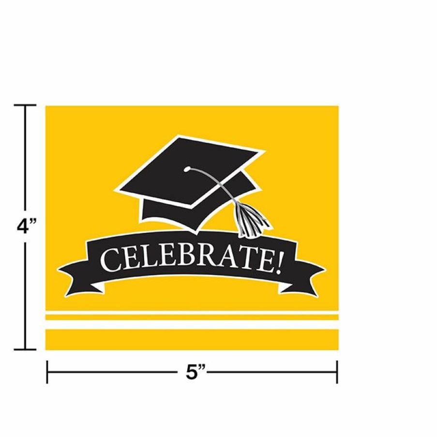 Graduation Party Supplies * | Creative Converting Graduation Party Supplies Graduation School Spirit Yellow Invitations, 25 Ct